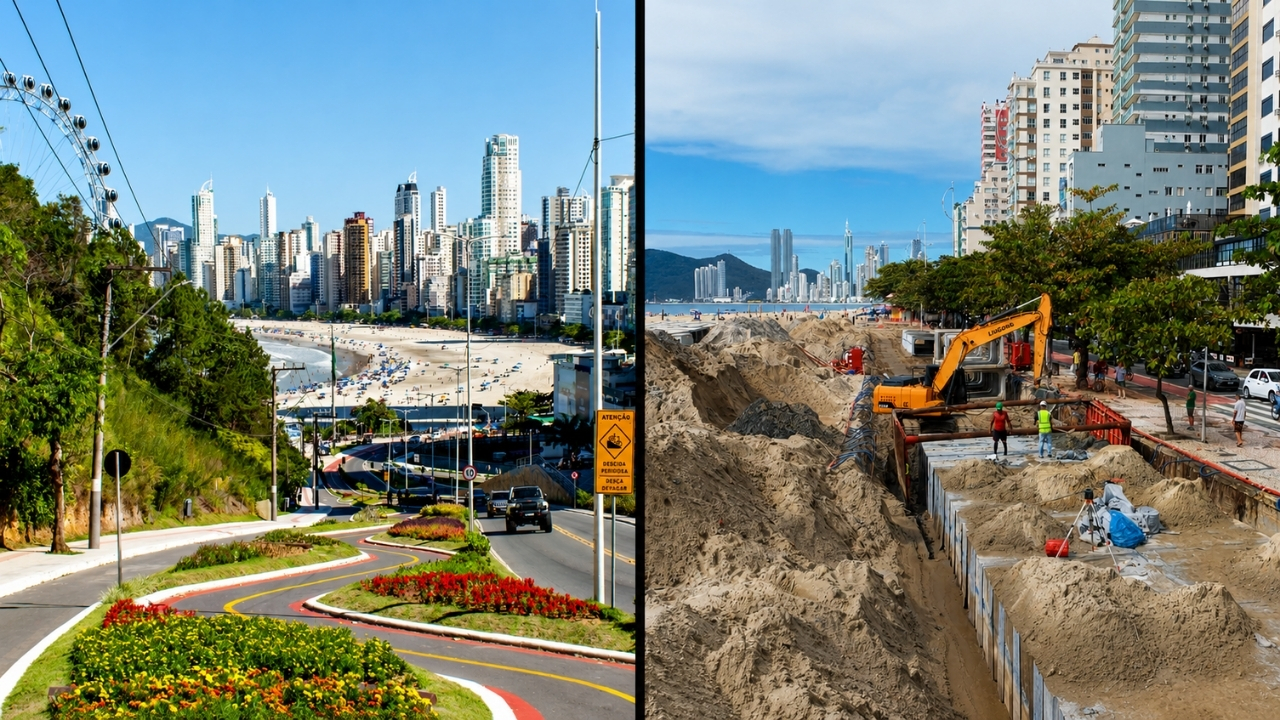 Balneário Camboriú enterra 3.700 aduelas em megaobra de R$ 53 milhões para tentar frear alagamentos na Praia Central, mas solução contra enchentes muda acesso à Avenida Atlântica e (1)