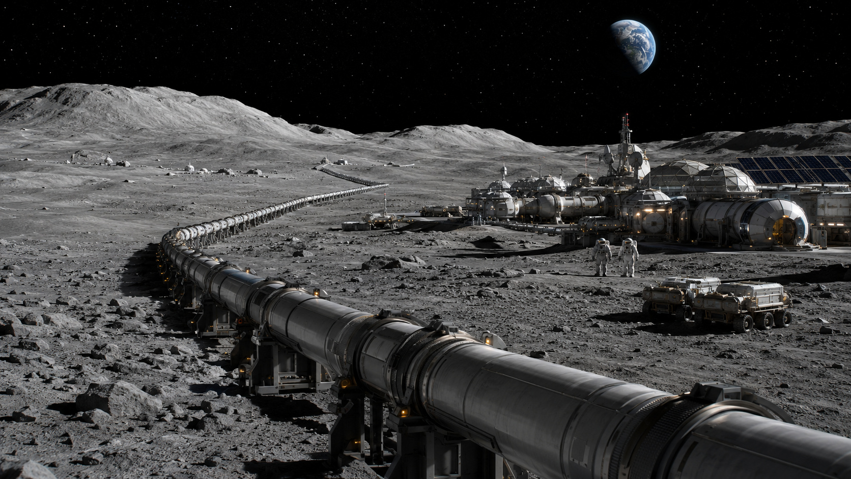 Tubulação de 5 km na Lua levaria oxigênio até bases de astronautas, substituiria robôs carregadores e poderia virar a primeira grande obra de infraestrutura fora da Terra