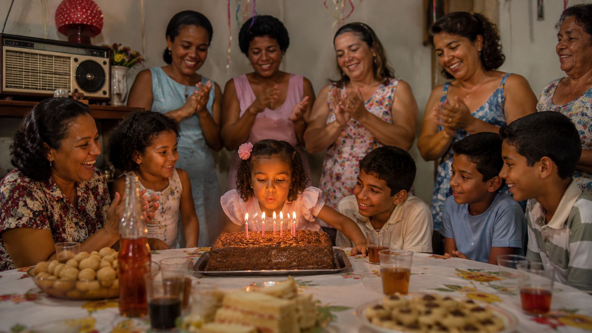 As festas de infância dispensavam luxo: bastava música no rádio, comida caseira e a casa cheia de parentes e vizinhos para virar pura nostalgia.