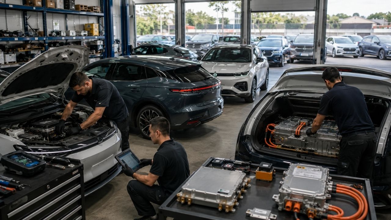 Carros chineses pressionam oficinas: baterias, peças e mecânicos entram no centro da nova manutenção eletrificada.