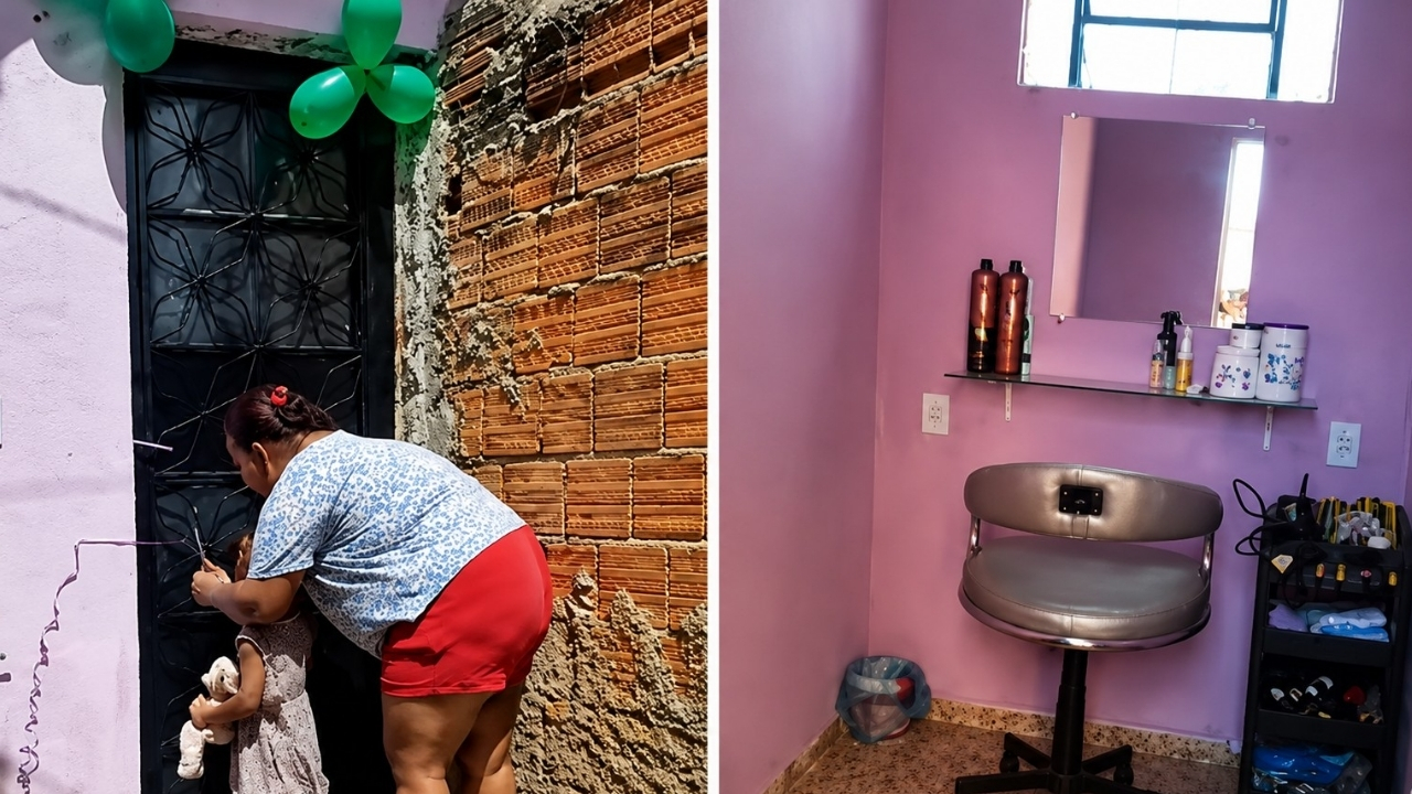 Cabeleireira inaugura salão simples na porta de casa em Sete Lagoas, corta fita com a filha e chama atenção nas redes; vídeo emocionante viraliza, atrai mais de 22 mil seguidores e