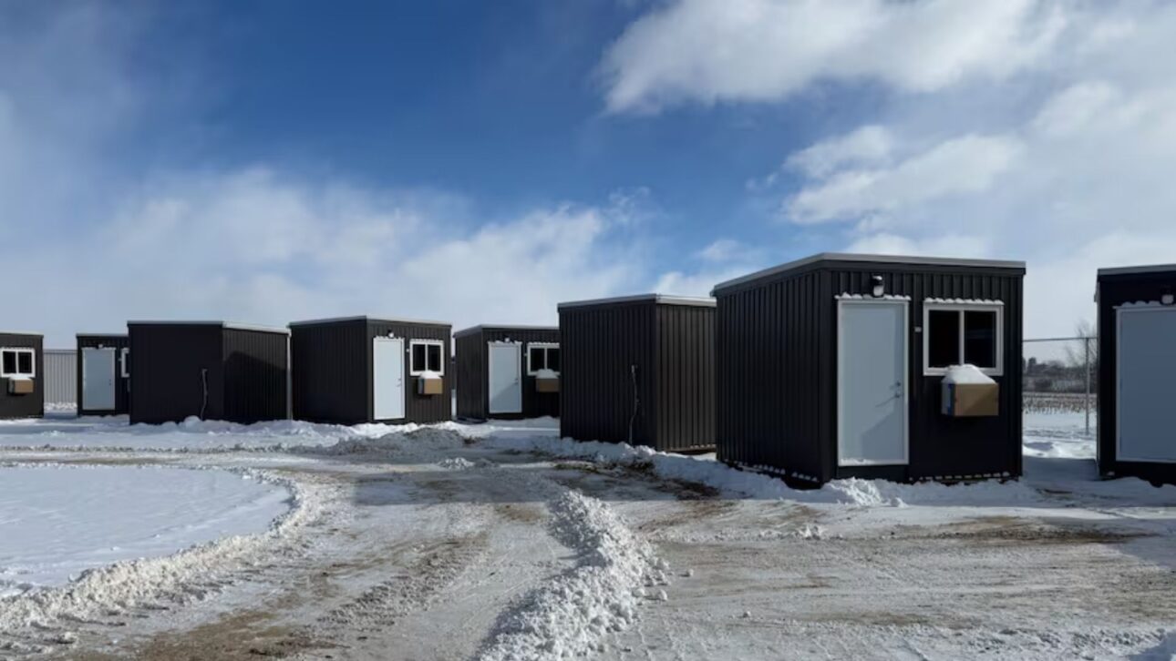 The new micro-modular shelter in London, which will offer 60 beds in private units, is expected to receive its first residents in the week of January 26. (Jack Sutton/CBC)