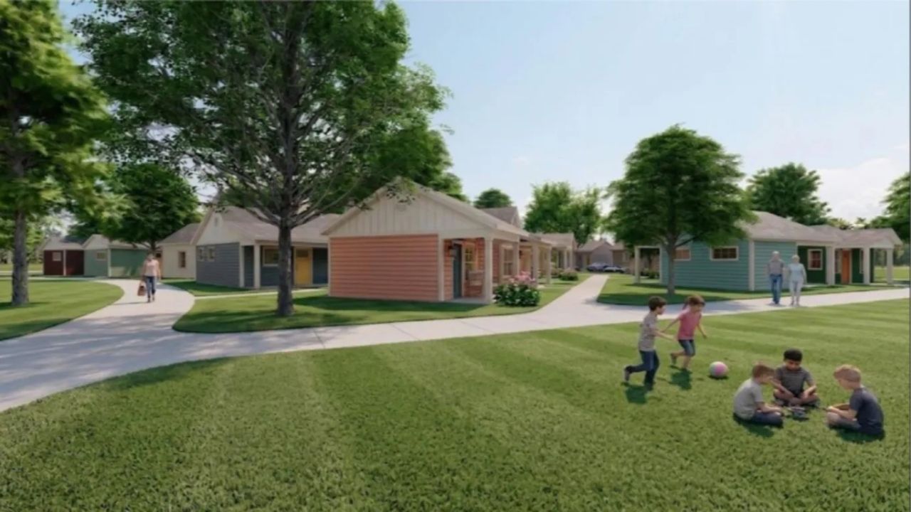 Microcasas em Des Moines: Joppa Village une aluguel social, apoio à situação de rua e escola histórica em centro comunitário.