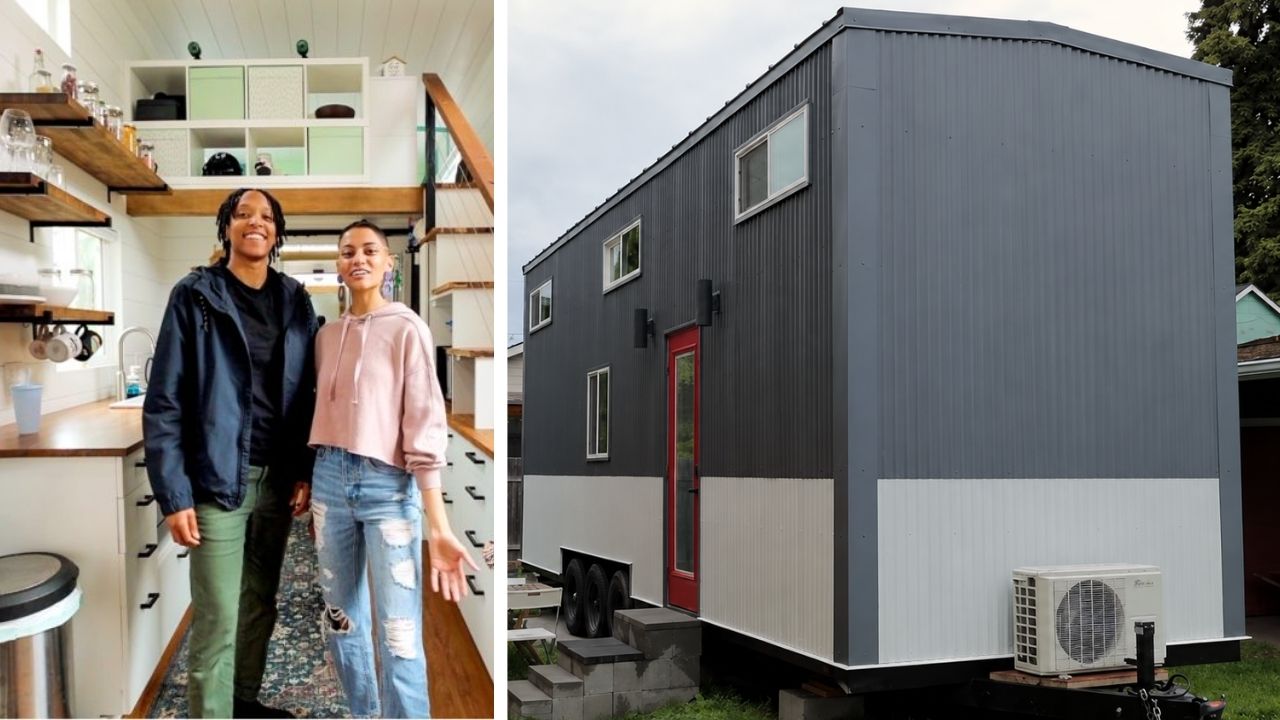 Cansado do aluguel caro em Portland, casal recém-casado comprou minicasa de 37 m² com 36 armários e gavetas, cama king-size e escritório no mezanino, transformando o primeiro imóvel (5)