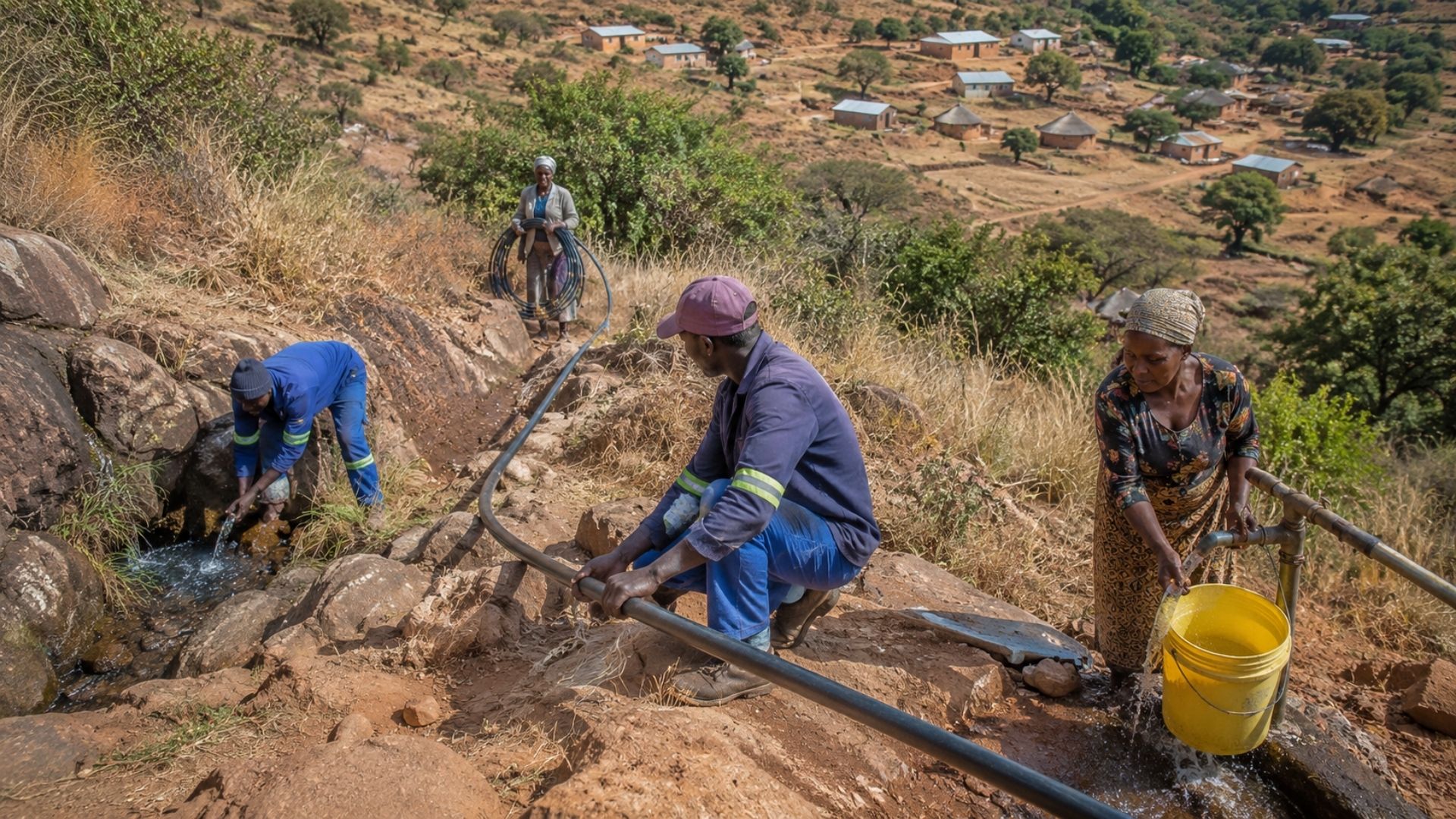 Moradores de aldeias no Limpopo (África do Sul) montaram um sistema de água ligando uma nascente às torneiras por R$ 3,7 mil e levaram água a 5.000 pessoas.