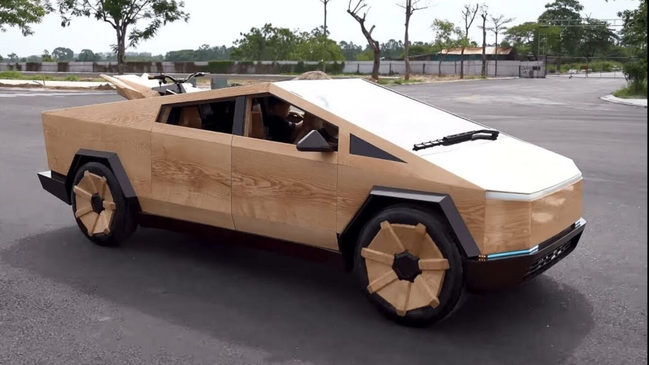 Carpinteiro vietnamita constrói uma Tesla Cybertruck de madeira em 100 dias