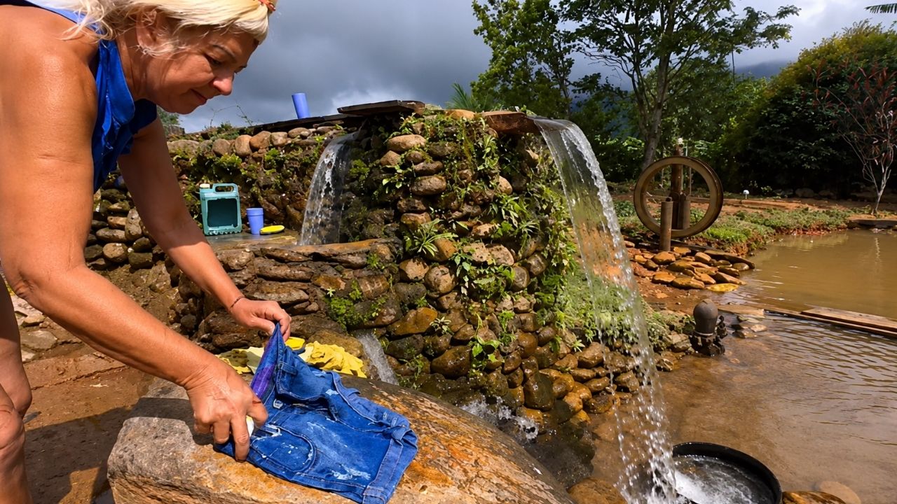 Casa antiga na Serra da Canastra guarda madeira cortada no machado, relíquias de família, queijo artesanal e roupa lavada na pedra: mulher mantém viva uma rotina rural que parece parada