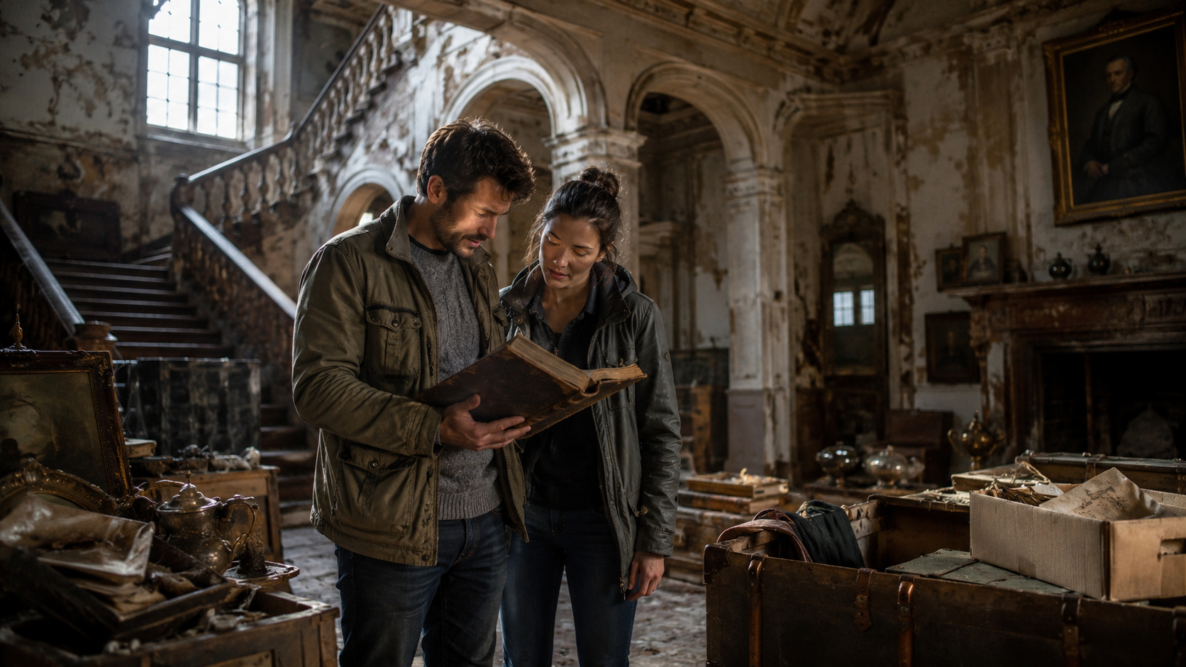 Casal vendeu tudo para reformar uma mansão abandonada de 300 anos e descobriu livros antigos
