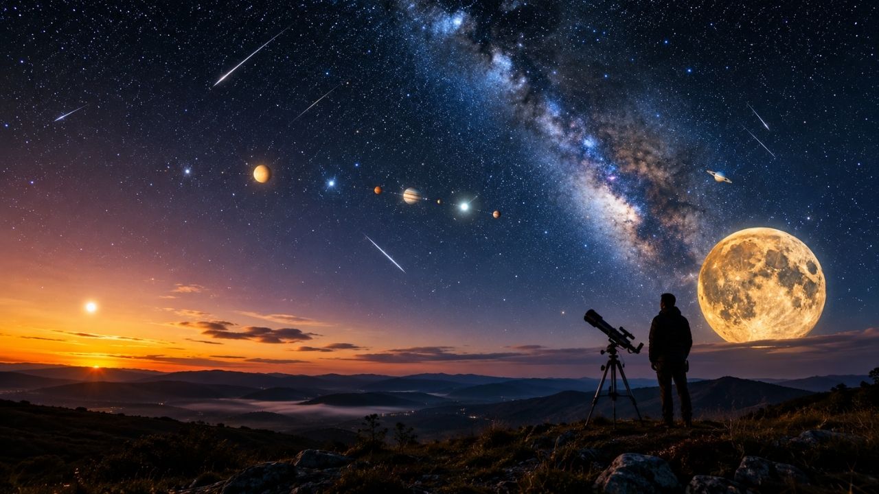 Céu noturno de julho promete um dos espetáculos mais completos do ano, reunindo alinhamentos planetários, Lua Nova em 14 de julho, Vênus no pôr do sol, Lua do Cervo em 29 (9)