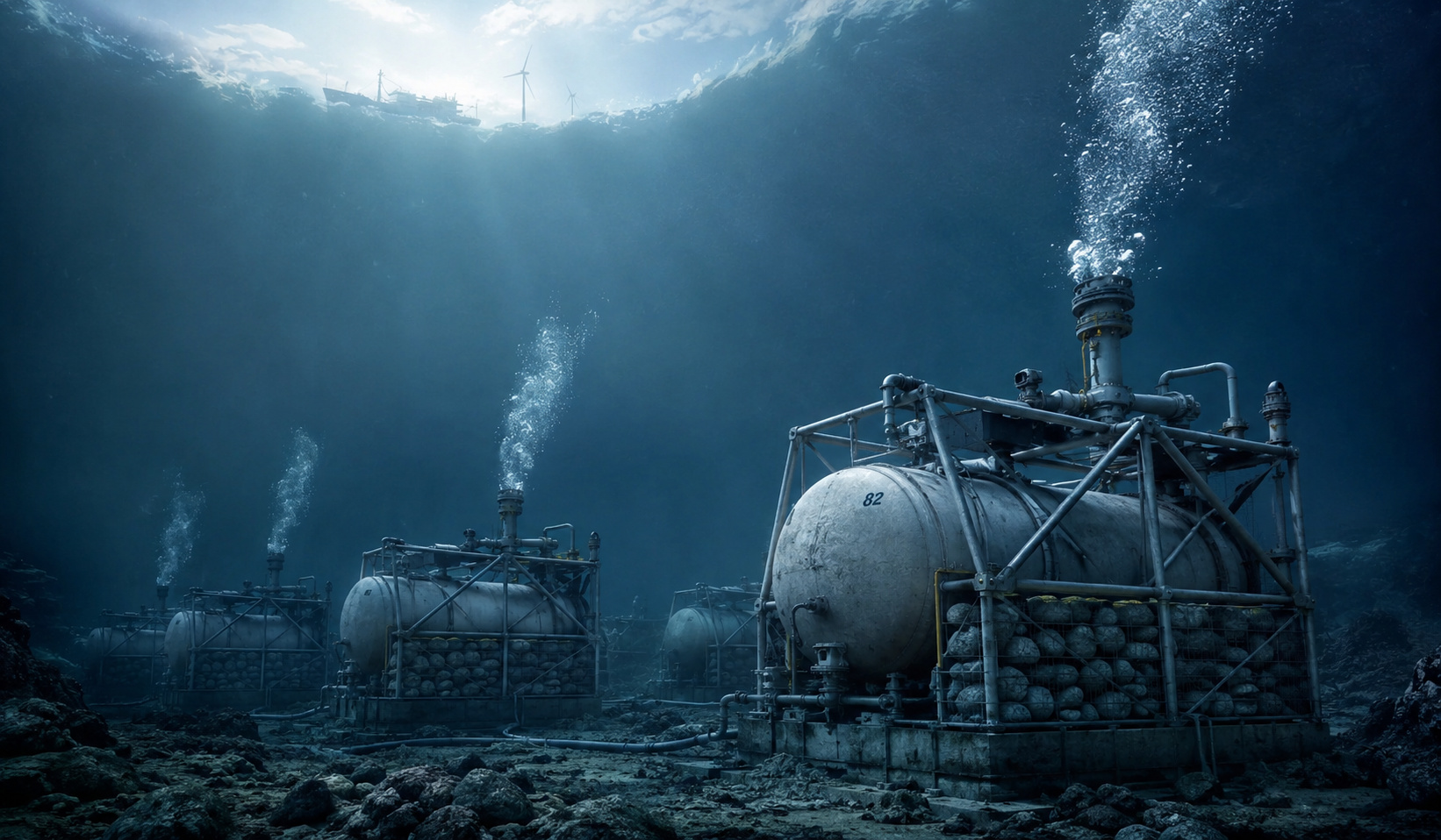 Startup testa bateria submarina com ar comprimido e tanques no fundo do mar para armazenar energia renovável por longa duração.