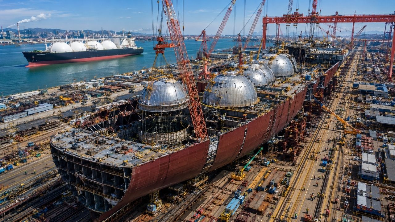 China inicia construção do maior navio de GNL do mundo, gigante de 344 metros capaz de abastecer 4,7 milhões de casas por um mês, levar 271 mil m³ de gás e colocar QatarEnergy na