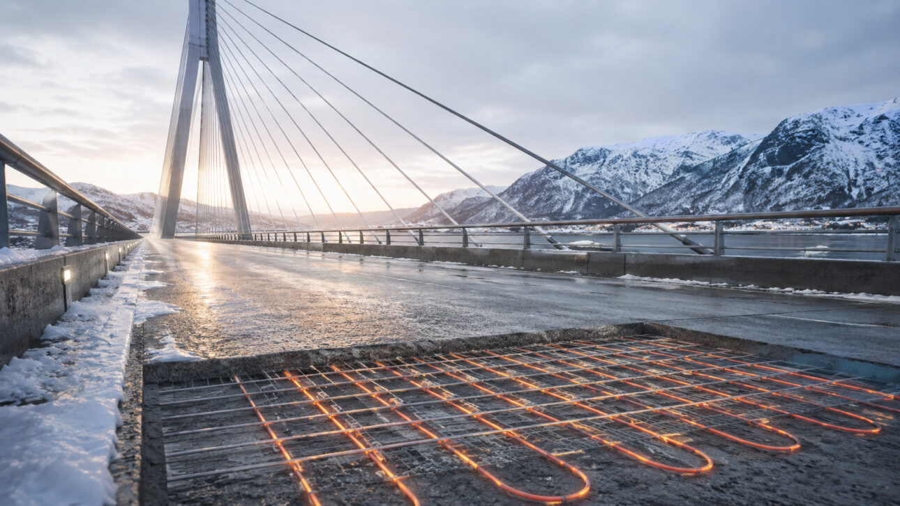 Electrically conductive concrete has already been tested on a real bridge and can heat pavements, melt ice, and reduce risks on highways and airports.