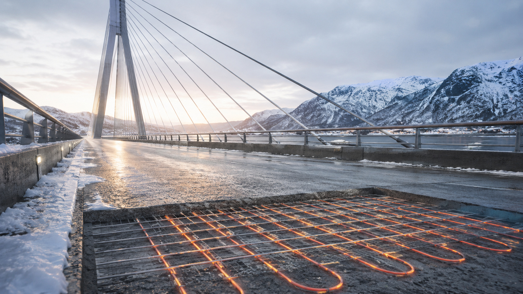 Concreto eletricamente condutivo já foi testado em ponte real e pode aquecer pavimentos, derreter gelo e reduzir riscos em rodovias e aeroportos.