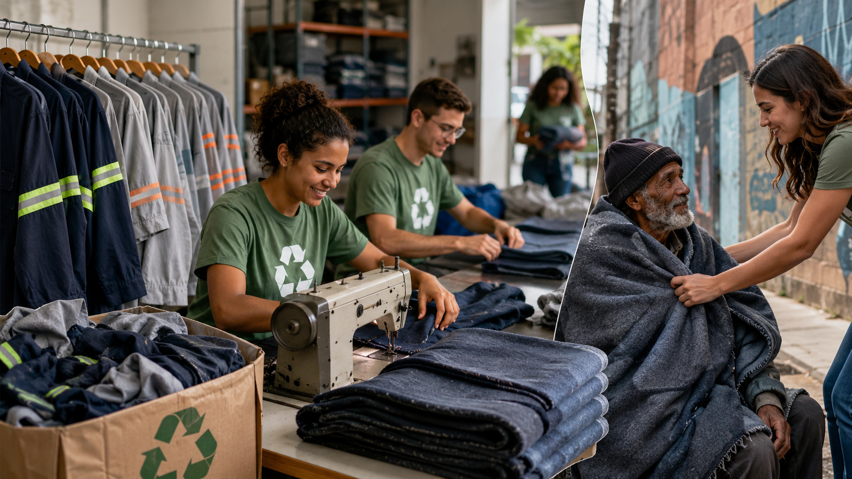 Uniformes usados estão sendo transformados em cobertores para pessoas em situação de rua, em uma iniciativa que une reciclagem têxtil, economia circular e impacto social no Brasil.