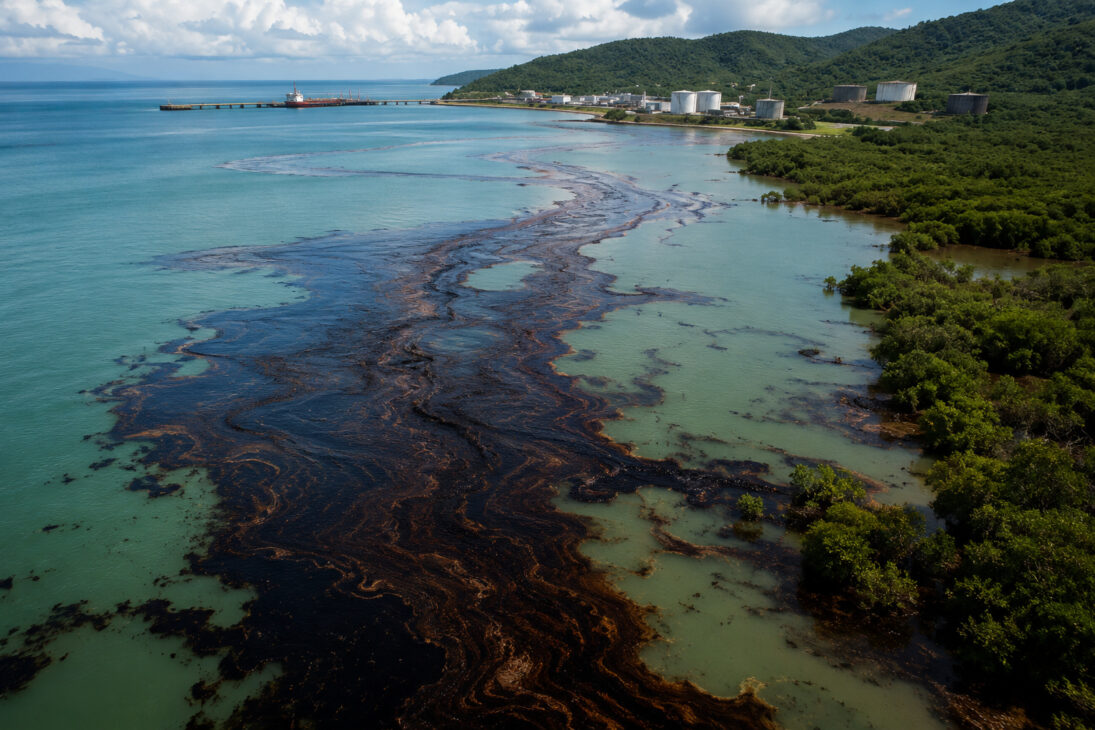 Desastre ambiental à beira-mar