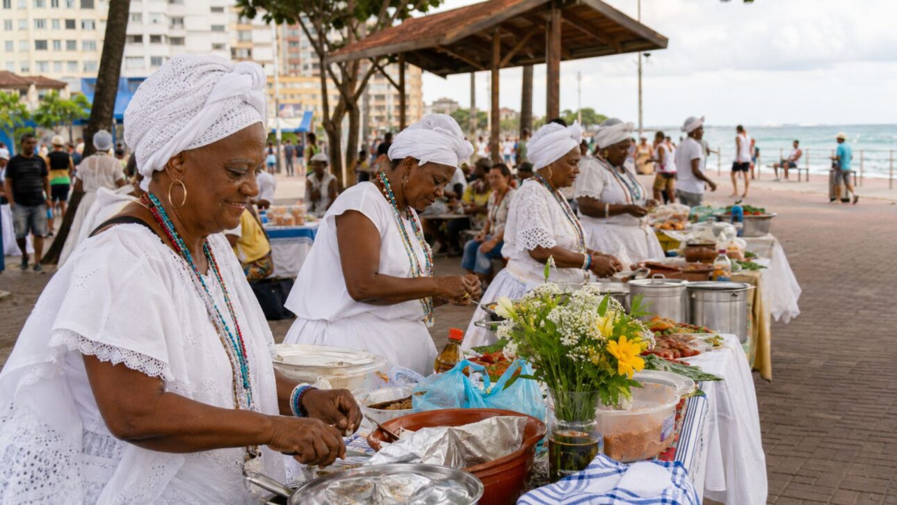 Cici de Amaralina, baiana de acarajé desde os 7 anos, é uma das mais antigas do Largo das Baianas pela Abam e mantém vivo o acarajé em Salvador aos 72.
