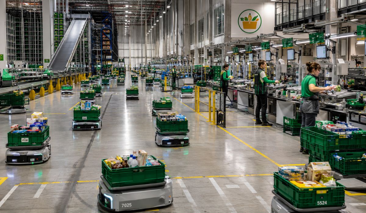 Mercadona inaugura armazém semiautomatizado em Madrid com 70 robôs, investimento de 54 milhões de euros e até 5.000 pedidos por dia. (Imagem: Ilustrativa)