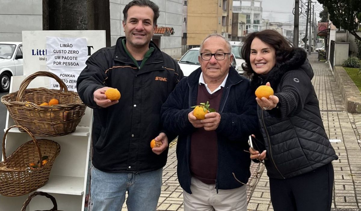 Agricultor de 86 anos distribui frutas e legumes de graça em Porto União, SC, e transforma excedente da chácara em solidariedade local. (Imagem: Reprodução/ND Mais)