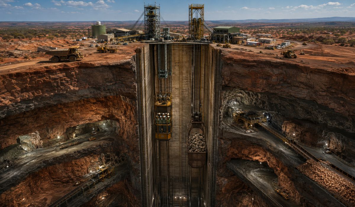 Poço vertical de 1,5 km na Bahia promete reduzir viagens subterrâneas e ampliar a logística da mina de cobre Caraíba com novo shaft. (Imagem: Ilustrativa)