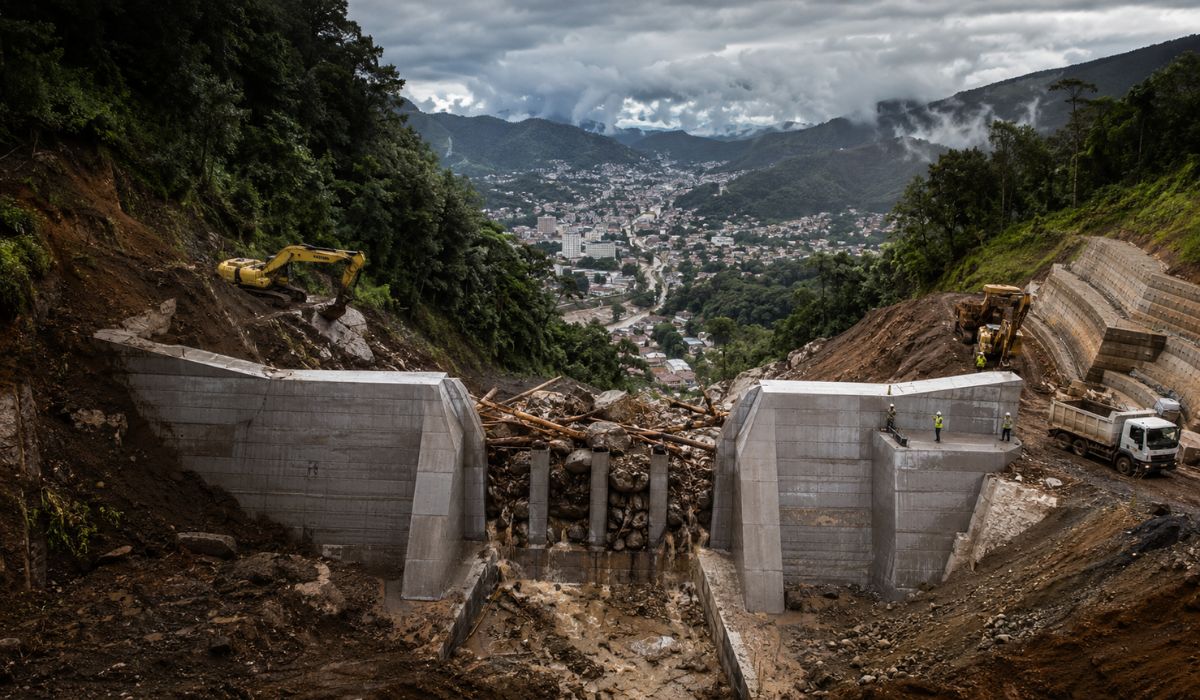 Primeira Barreira SABO do Brasil avança em Nova Friburgo para reter pedras, troncos e lama em áreas de encosta. (Imagem: Ilustrativa)