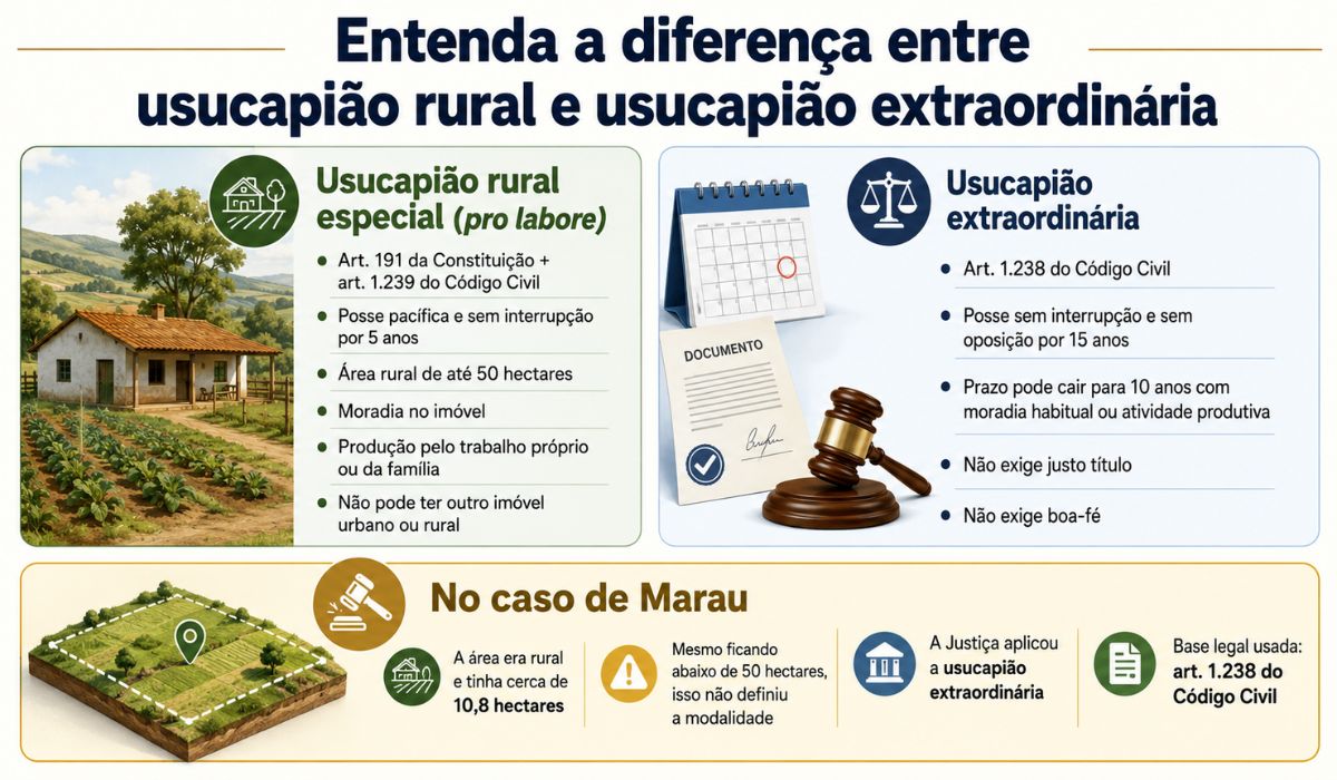 diferença entre usucapião extraordinária e usucapião rural