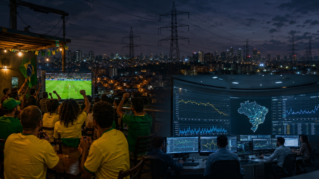 Parece coisa de filme, mas acontece no Brasil: quando a Seleção entra em campo na Copa, até a rede elétrica muda de comportamento porque milhões param a rotina, ligam TVs e alteram o consumo de energia ao mesmo tempo