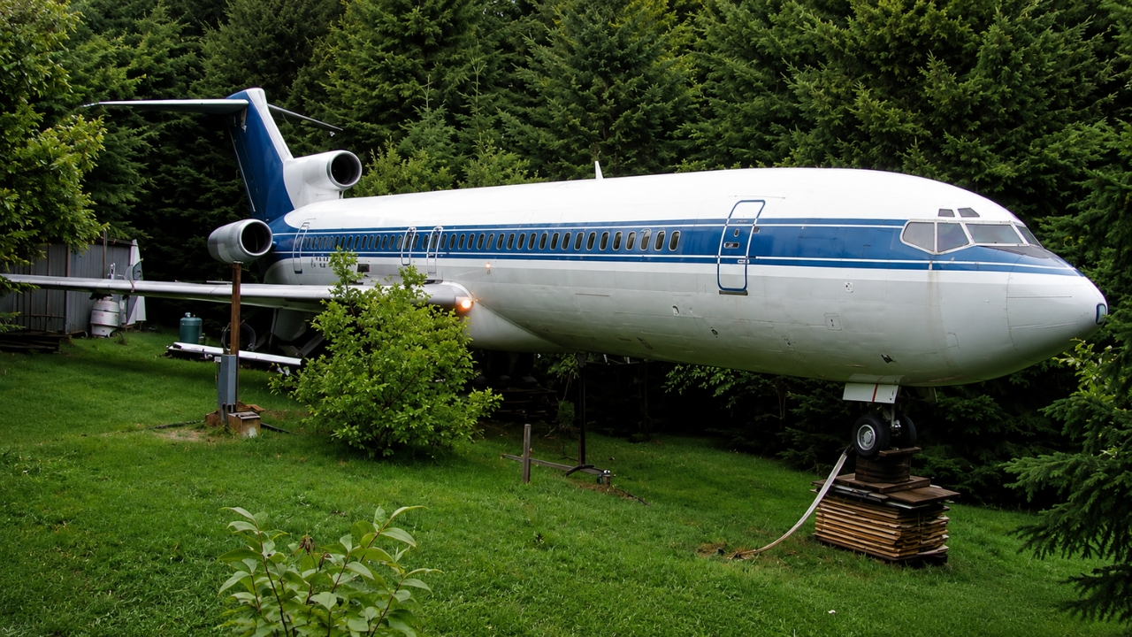 Engenheiro aposentado leva Boeing 727 de quase 47 metros para uma floresta, desmonta partes da aeronave para cruzar ruas até o terreno e transforma o avião comercial em uma casa de 99 m²
