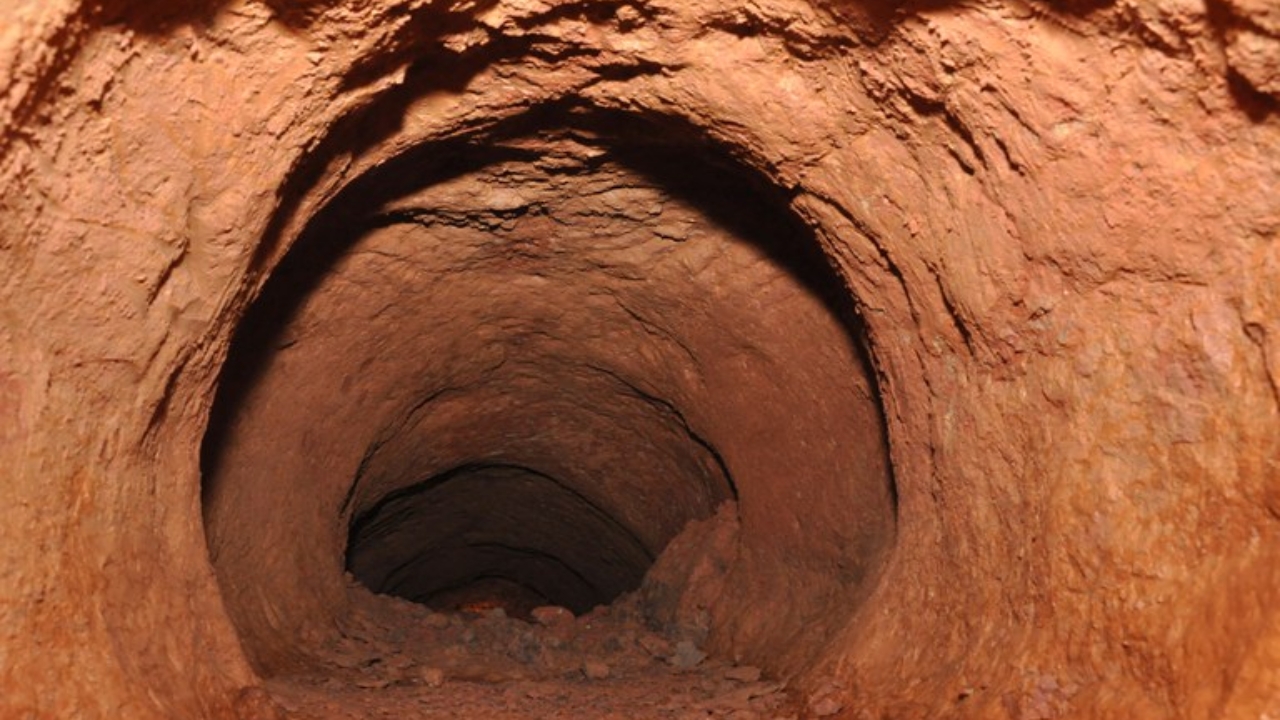 Interior of a paleoburrow, prehistoric tunnel excavated by giant animals like giant sloths or giant armadillos, with walls that may hold claw marks left thousands of years ago. In the South and Southeast of Brazil, more than 1,500 structures of this type have already been identified by researchers.