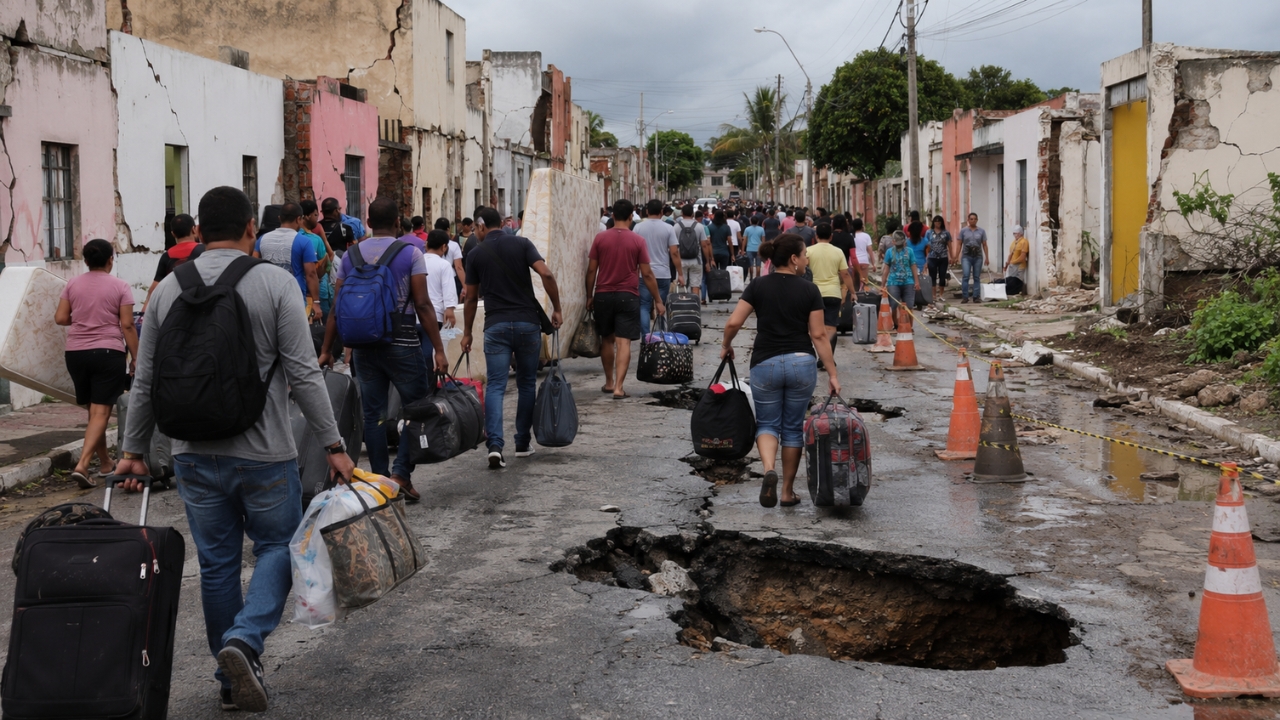 Mais de 60 mil pessoas deixaram suas casas em Maceió após rachaduras abrirem ruas, esvaziarem bairros inteiros e exporem 35 minas subterrâneas de sal-gema atribuídas à tragédia da Braskem