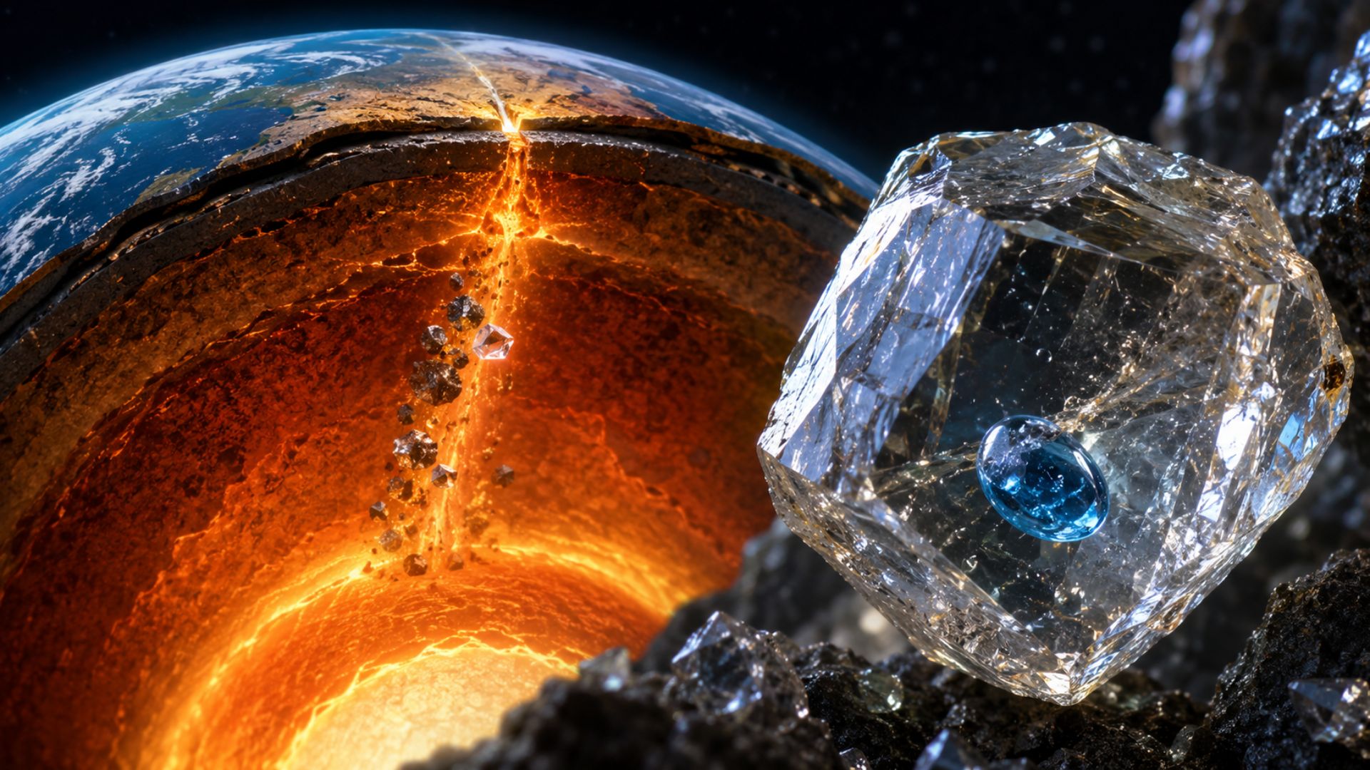 Diamante de Karowe revela ringwoodita com sinais de água na zona de transição a 660 km e abala a ideia de um manto inferior seco, mas é só uma amostra.