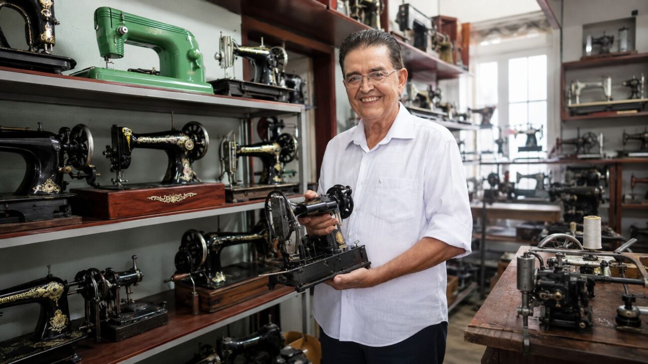 Historiador aposentado de Passos restaura máquinas de costura antigas, uma de 1875 da Broadway, e quer doar o acervo restaurado para virar museu na cidade.