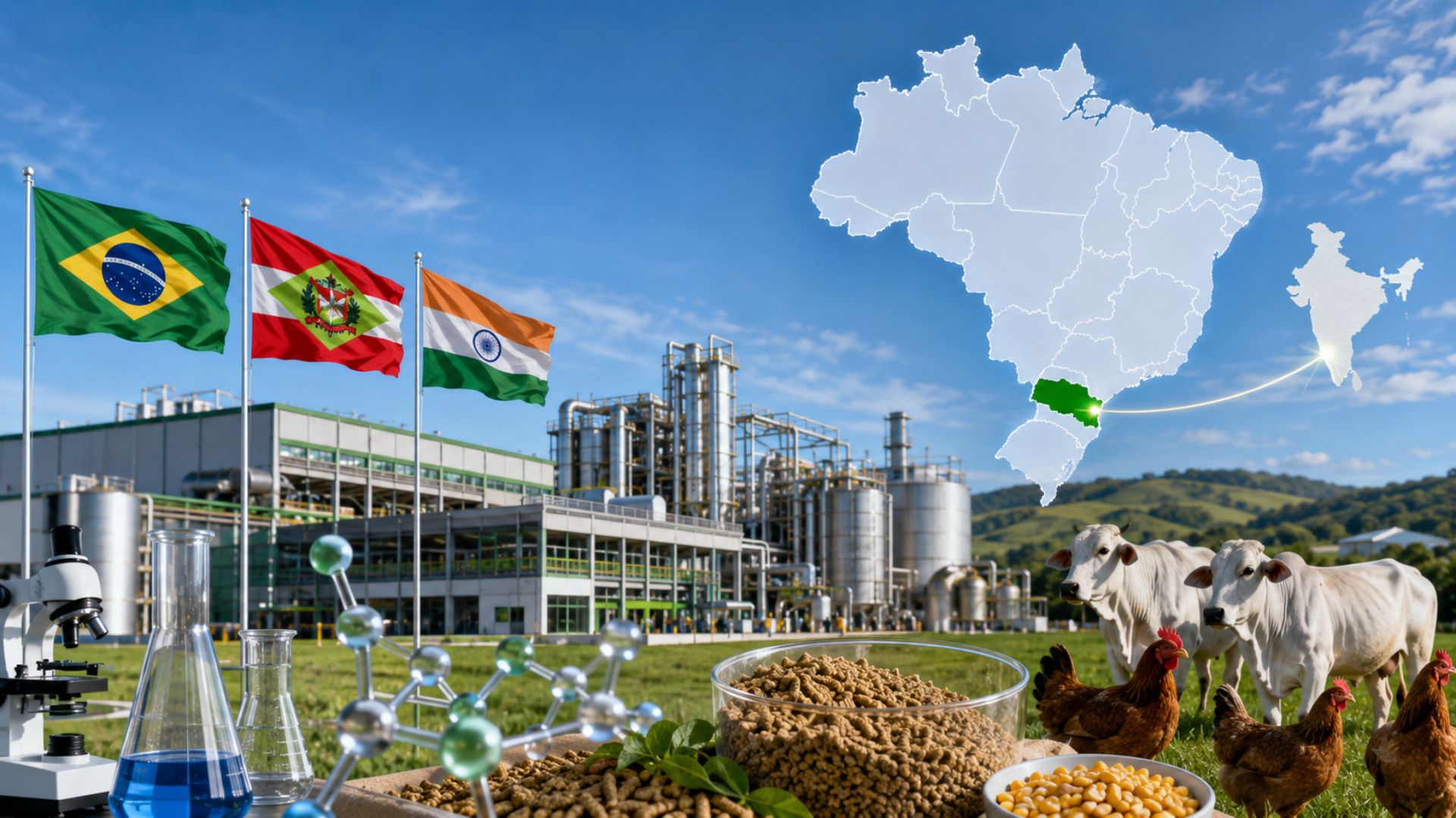 Empresa indiana Orgonew oficializa fábrica de nanotecnologia para nutrição animal em Santa Catarina com R$ 35 milhões e 100 empregos.