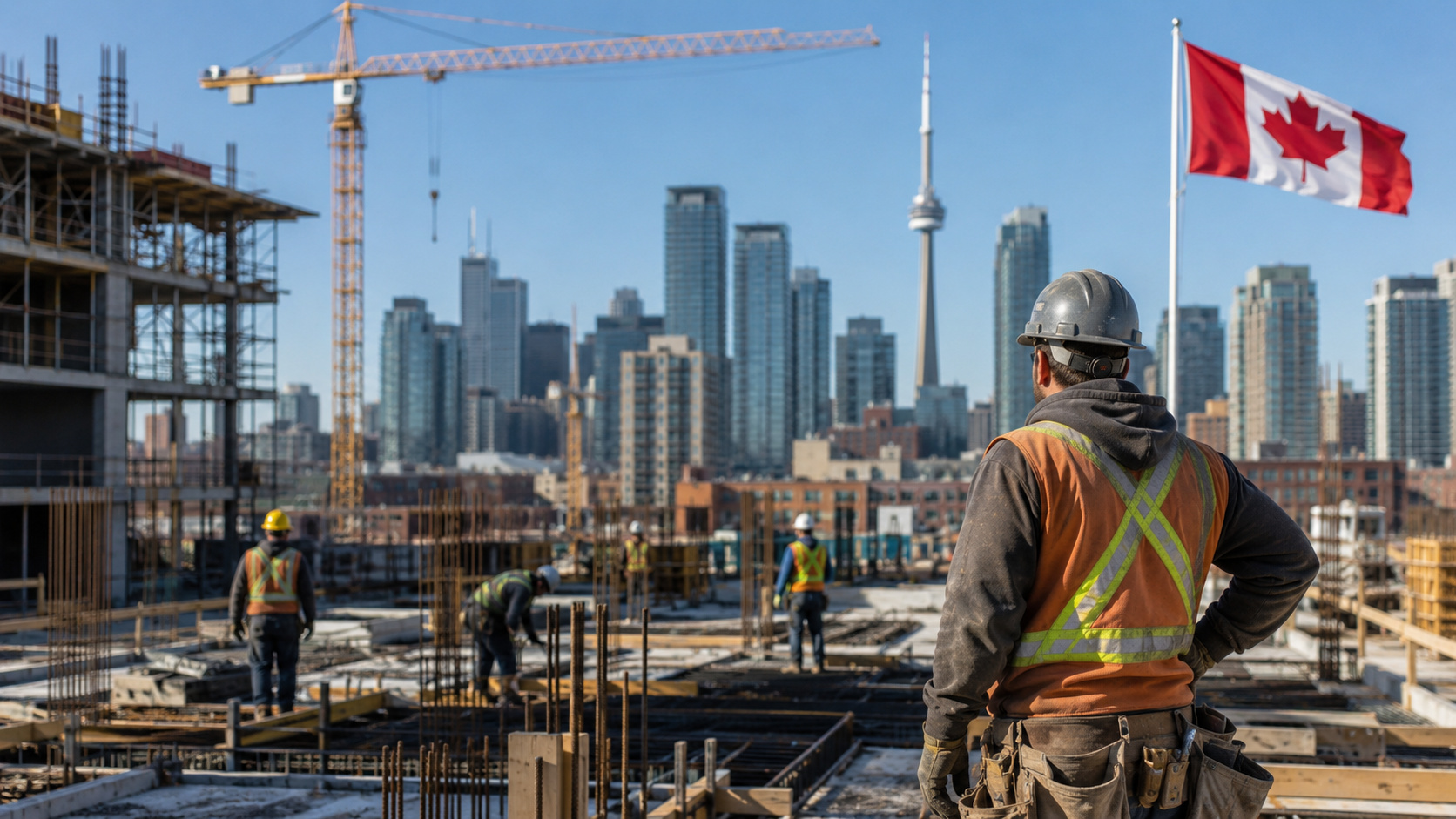 Canadá precisa de 380,5 mil novos trabalhadores na construção até 2034 enquanto aposentadorias e crise habitacional ampliam a busca por eletricistas, carpinteiros e soldadores