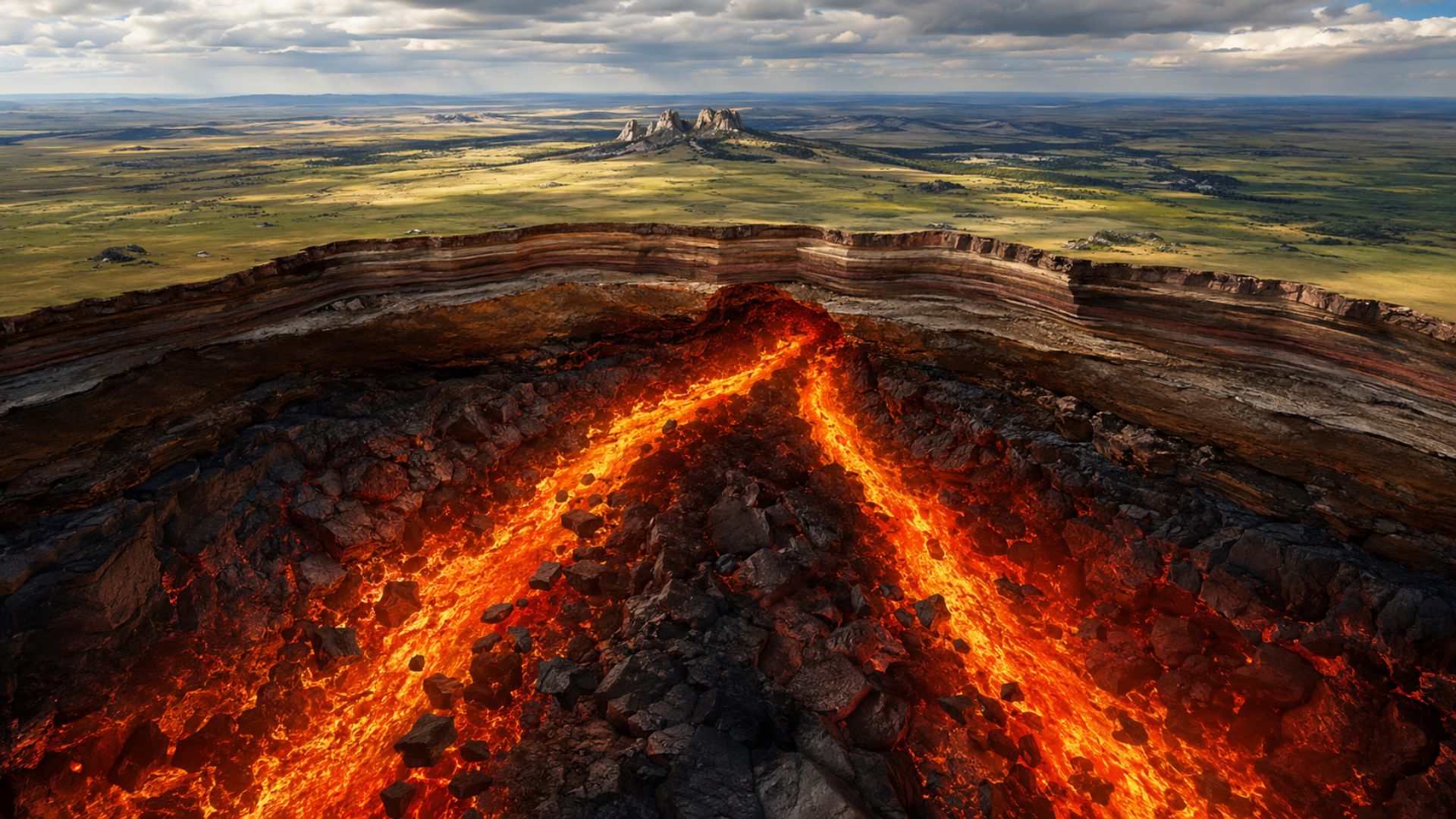 Cientistas mapearam dois rios de rocha derretida sob a América do Norte que corroem a base do continente rumo às Black Hills; entenda o que a descoberta revela.