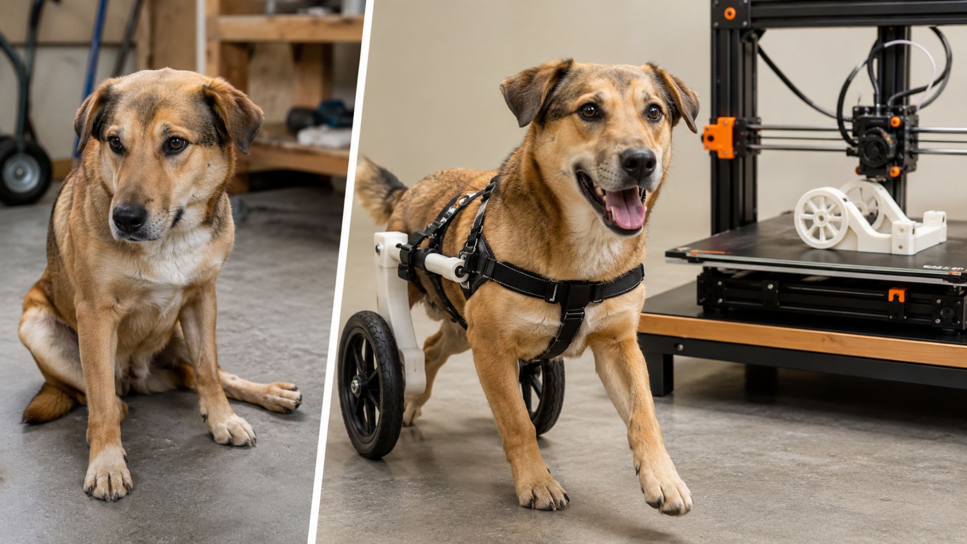 Estudantes de engenharia criaram uma cadeira de rodas 3D para cães com impressão 3D de baixo custo e fizeram o cão paralisado Bili voltar a andar por R$ 448.