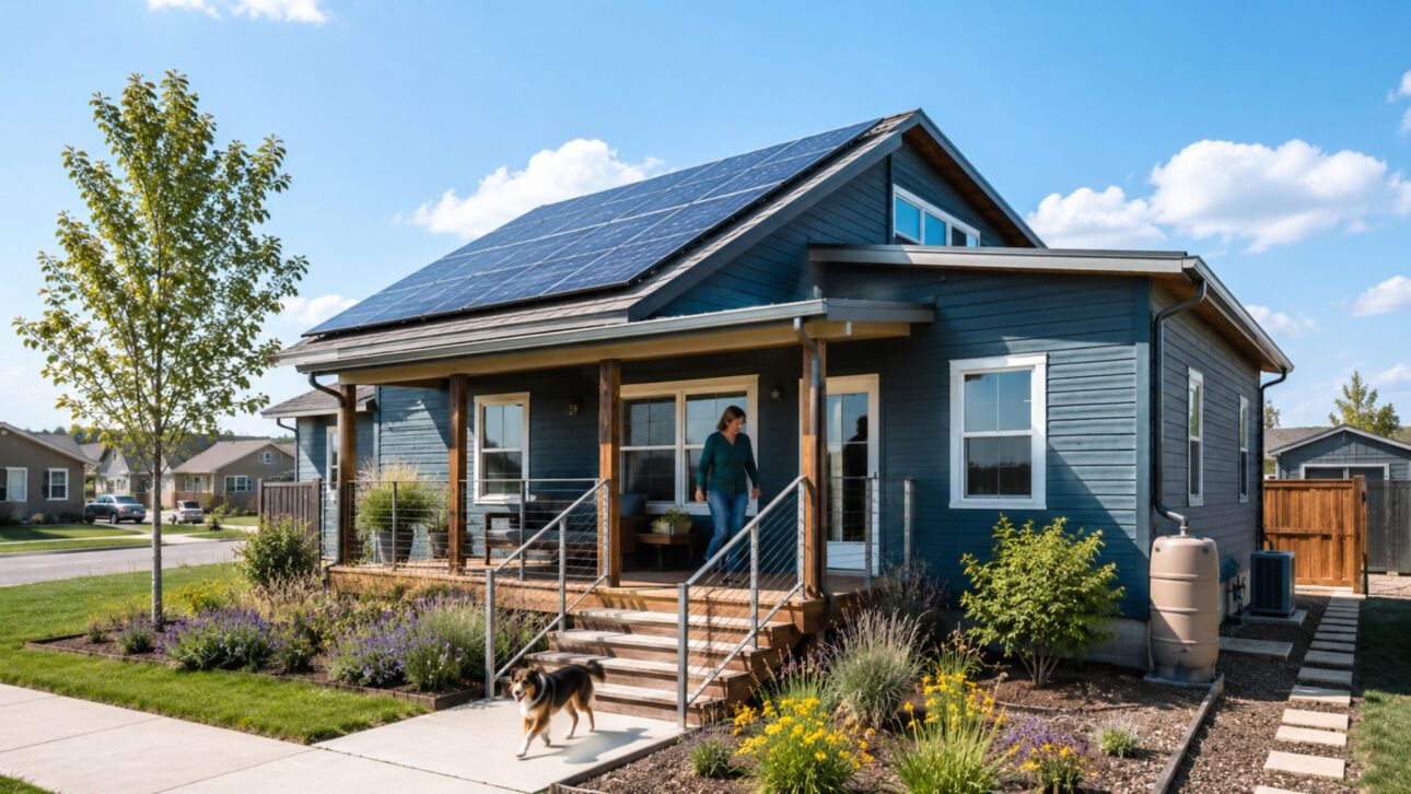 Casa de cânhamo para família carente no Kansas: o hempcrete corta 85% do concreto, esse material alternativo devolve energia à rede e fica carbono negativa.