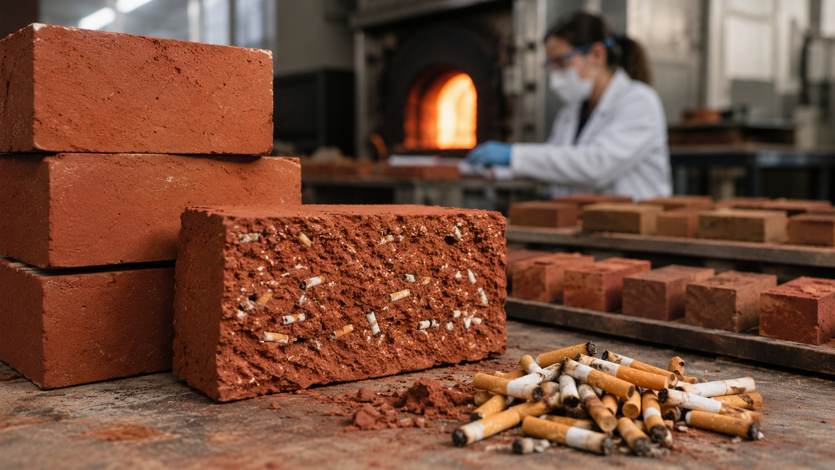 Estudo mostra como bitucas de cigarro em tijolos de argila podem reduzir energia no forno de queima