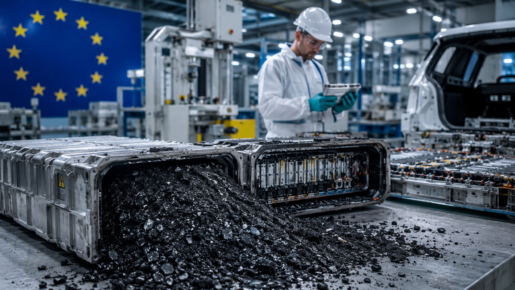 Europa quer segurar o pó preto das baterias usadas porque esse resíduo escuro guarda metais valiosos