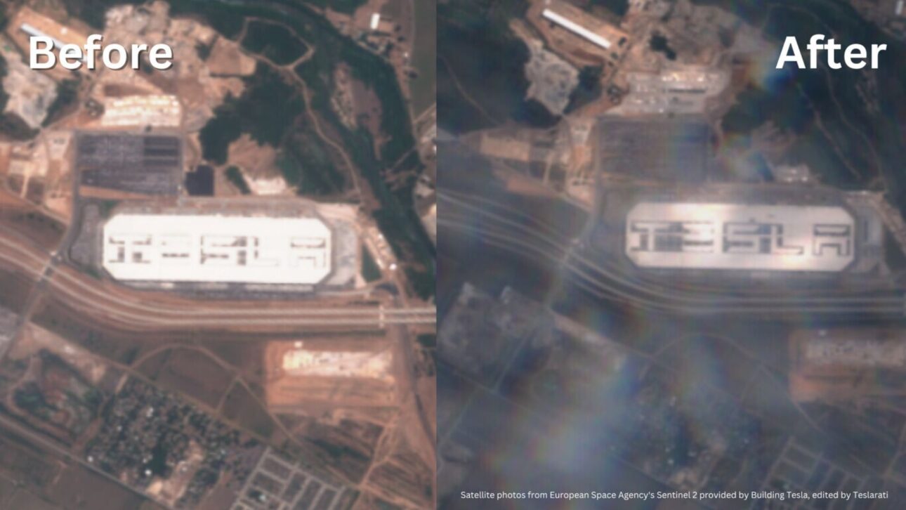 Fotografias de satélite do Sentinel-2 da Agência Espacial Europeia, fornecidas pela Building Tesla