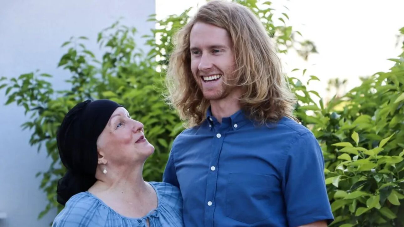 Son and mother star in a love story: Matt let his hair grow for two years to make a wig after hair loss caused by a brain tumor.