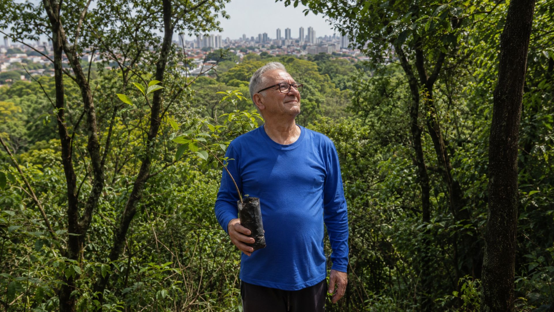 Hélio da Silva criou uma floresta urbana de Mata Atlântica com mais de 40 mil árvores no Parque Linear Tiquatira, em São Paulo, sem parar de plantar árvores.