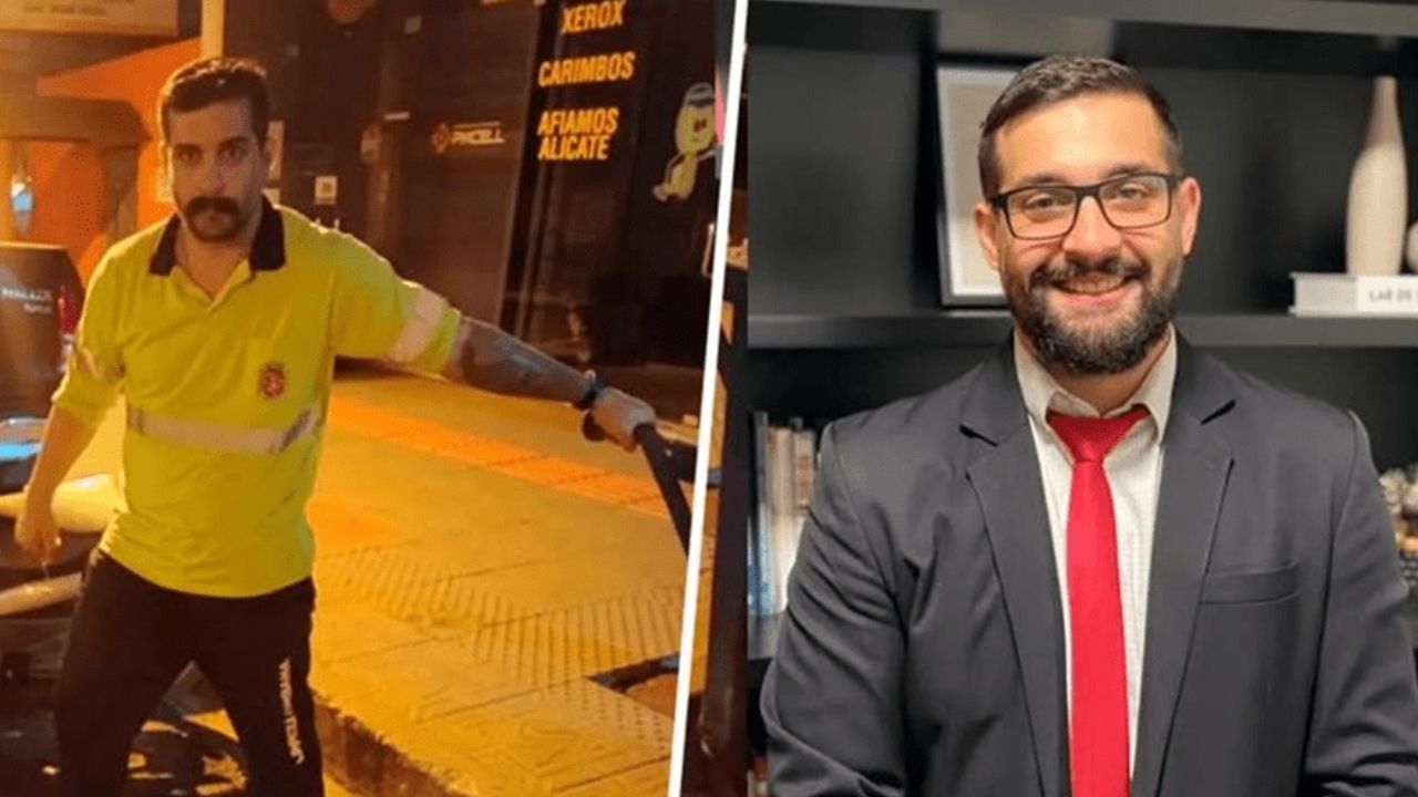 Homem que trabalhava como gari acordava cedo para a coleta de lixo, corria para o estágio e estudava Direito à noite, enfrentou críticas, quase desistiu durante a pandemia e hoje conquistou a