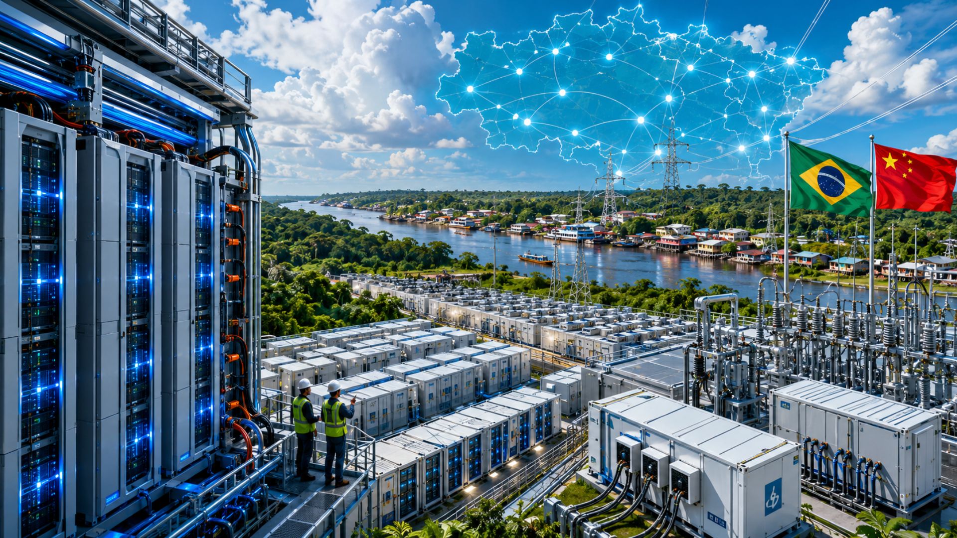 Huawei vai fornecer baterias chinesas para projeto de R$ 850 mi com a Aggreko em 24 cidades do Amazonas, no maior sistema de armazenamento de energia do Brasil.