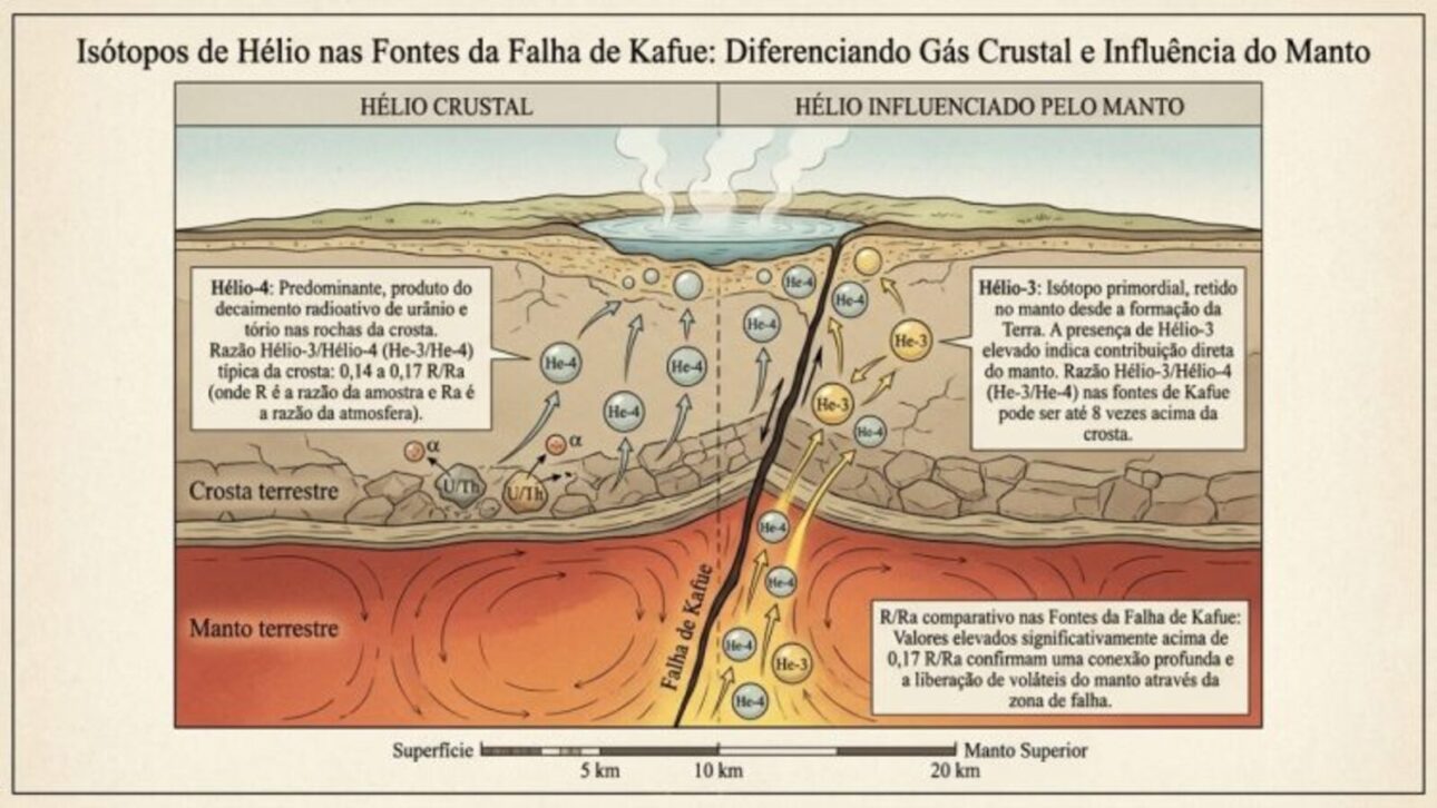 gás raro escapou por fontes termais e expôs um possível caminho direto entre a superfície e o manto da Terra