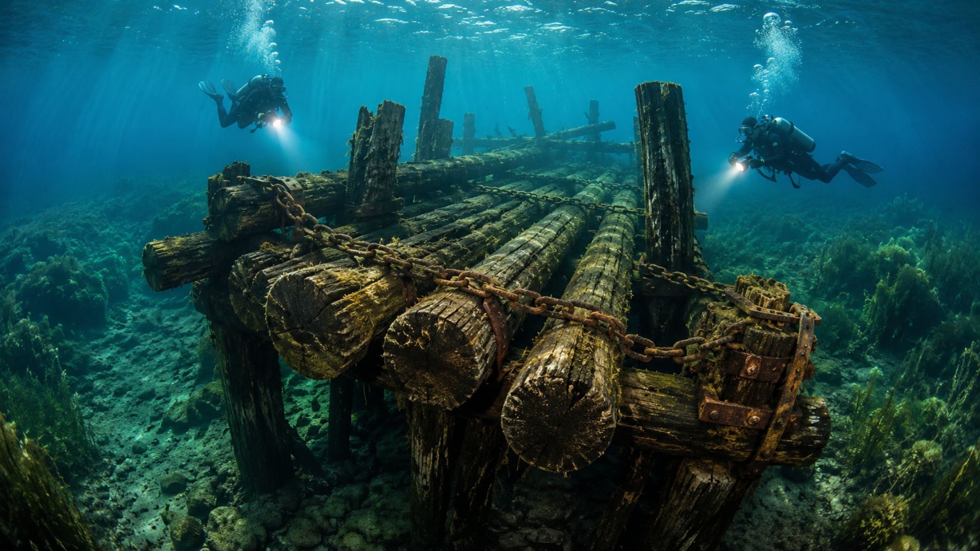 Mergulhadores registram píer soviético submerso no Lago Teletskoye, preservado há mais de 30 anos em reserva da UNESCO na Sibéria russa.