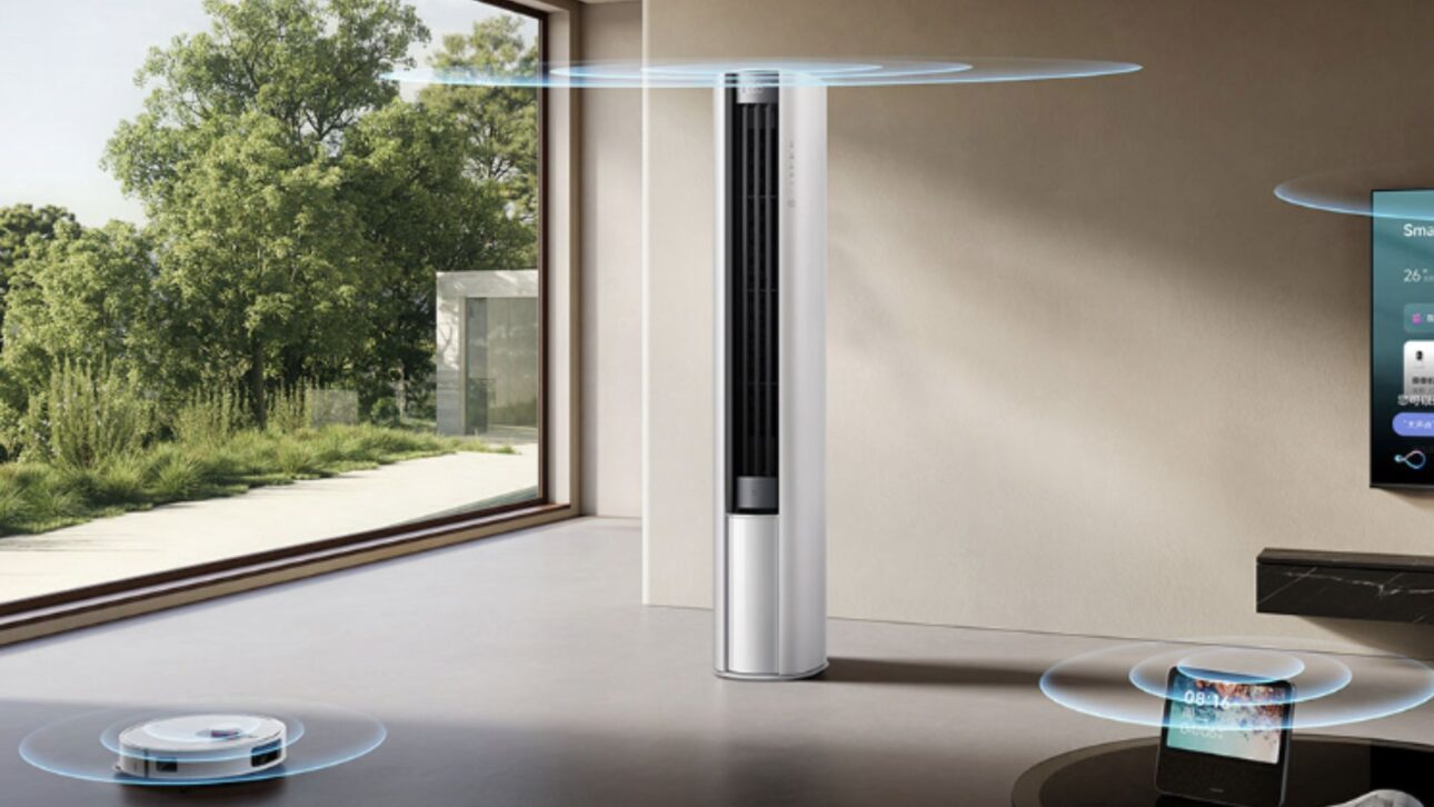 Novo ar-condicionado Xiaomi Mijia usa IA para reduzir consumo em até 45%, com fluxo de 1.760 m³/h, APF 5,31 e casa inteligente.