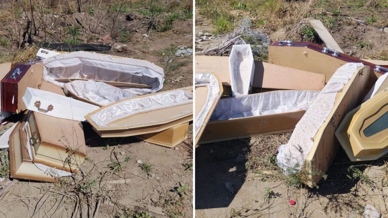 Caixões funerários descartados em terreno na Serra mobilizam Polícia Civil, Prefeitura e intrigam moradores do bairro Alterosas.