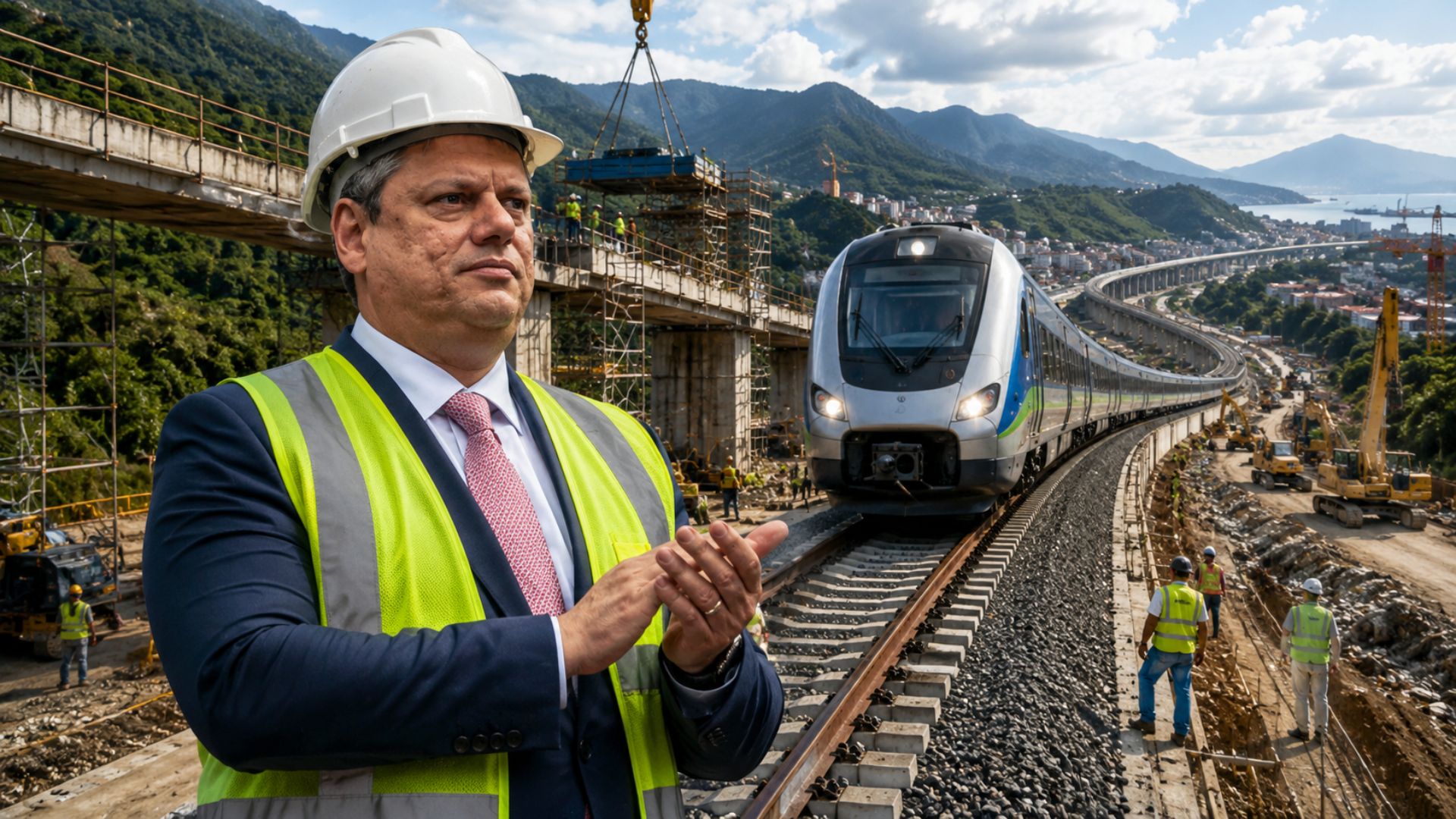 Ferrovia Santos-Cajati prevê 223 km, 13 cidades, trem em 2h20, 32 mil passageiros por dia e 600 contêineres no Vale do Ribeira.