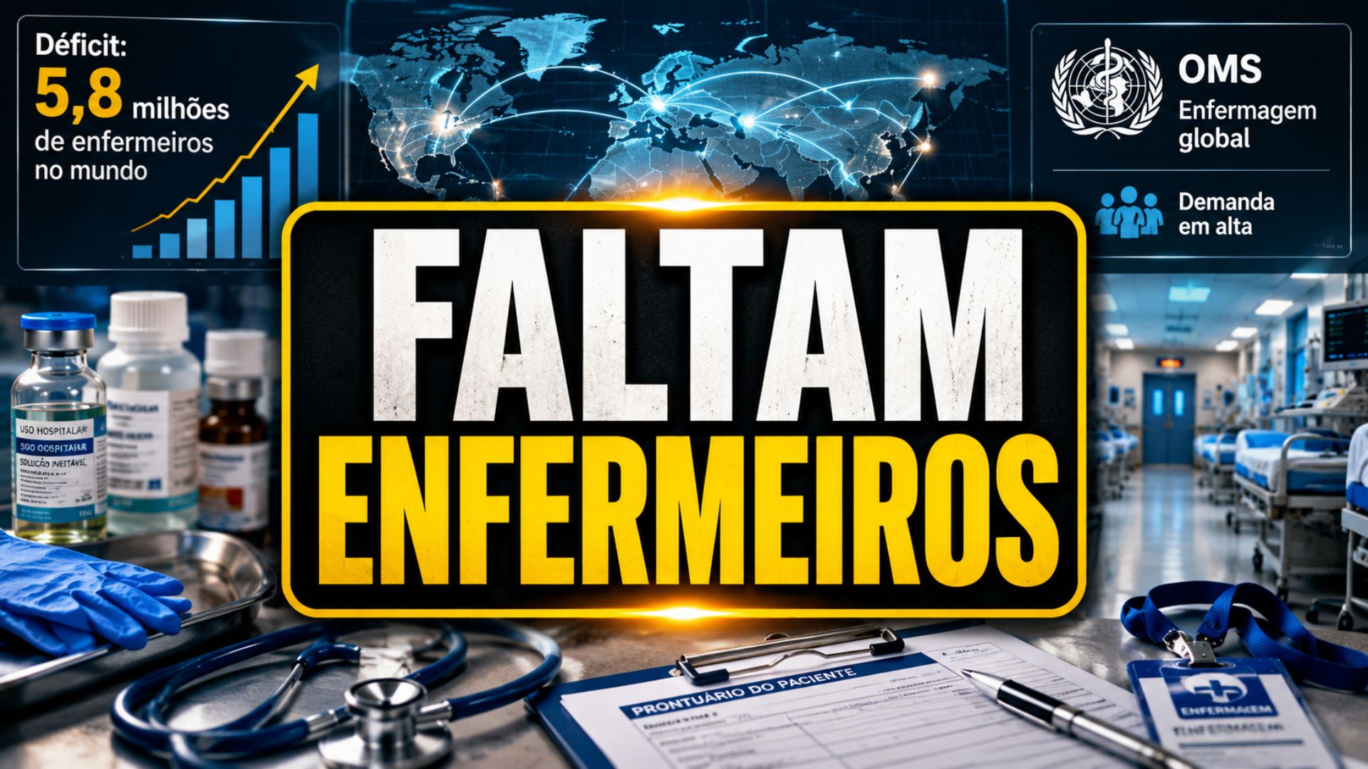 Déficit global de enfermeiros chega a 5,8 milhões e amplia disputa de hospitais por profissionais qualificados no mundo.