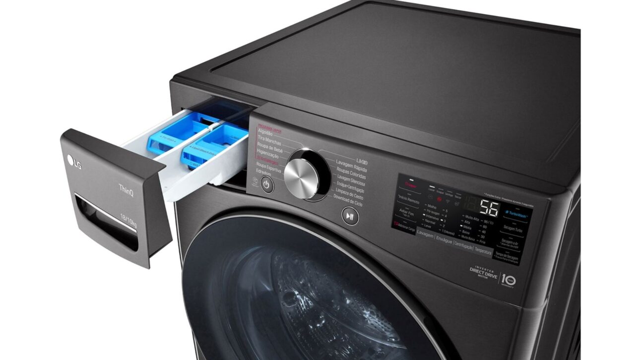 LG lança lava e seca de até 18 kg com IA que detecta sujeira, elimina 99,9% das bactérias e lava edredons em 39 minutos.
